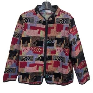 Vintage Tapestry Jacket Patchwork‎ Tradition Country Collection Art To Wear XL